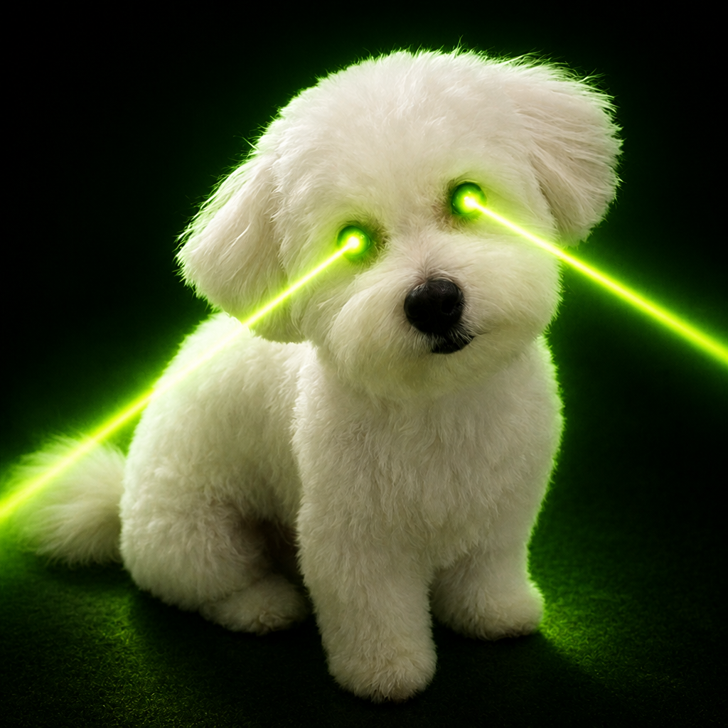 Abe with lime laser eyes